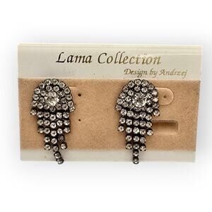 Lama Collection Rhinestone Cascade Earrings — Design by Andrzej (Vintage Carded)